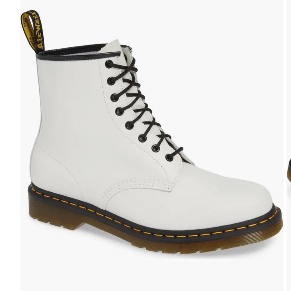 Dr. Martens White and Black Lace-Up Boots